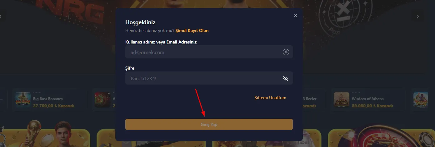 Adım 4: giriş yapma işlemi